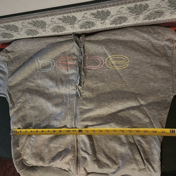 Bebe Sport Gray Multicolor Logo Full Zip Hooded Jacket Sz 3X NWT - Picture 10 of 11
